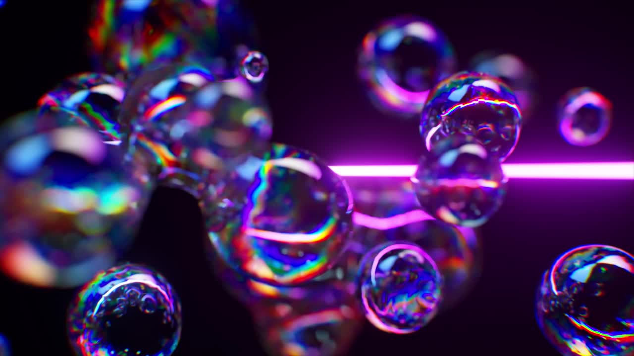 burbujas abstractas de colores con luz de neón