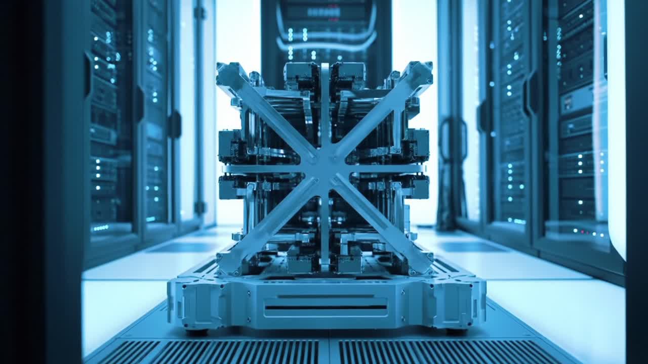 A Surreal Exploration of a Data Center: A Journey Through Advanced Server Equipment and Architecture Highlighting Technology's Role in Modern Computing