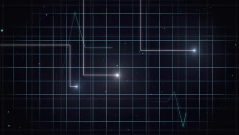 animation of cardiograph and light trails on black background