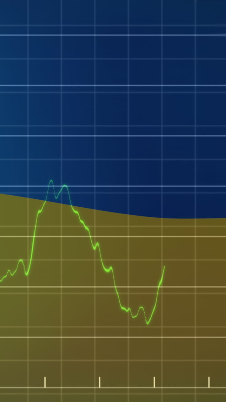 animación de gráficos financieros sobre la bandera de ucrania