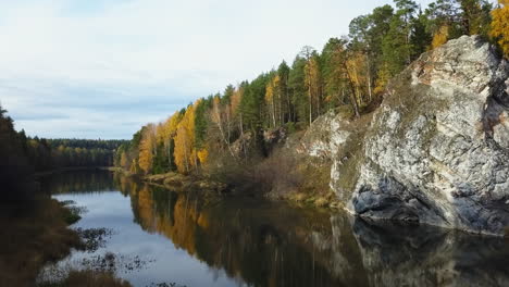 autumn river landscape with reflections