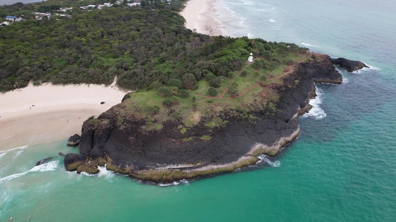 Ripresa aerea del Promontorio di Fingal nel Nuovo Galles del Sud, Australia.