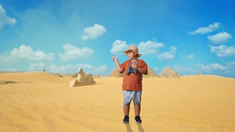 young explorer in the egyptian desert