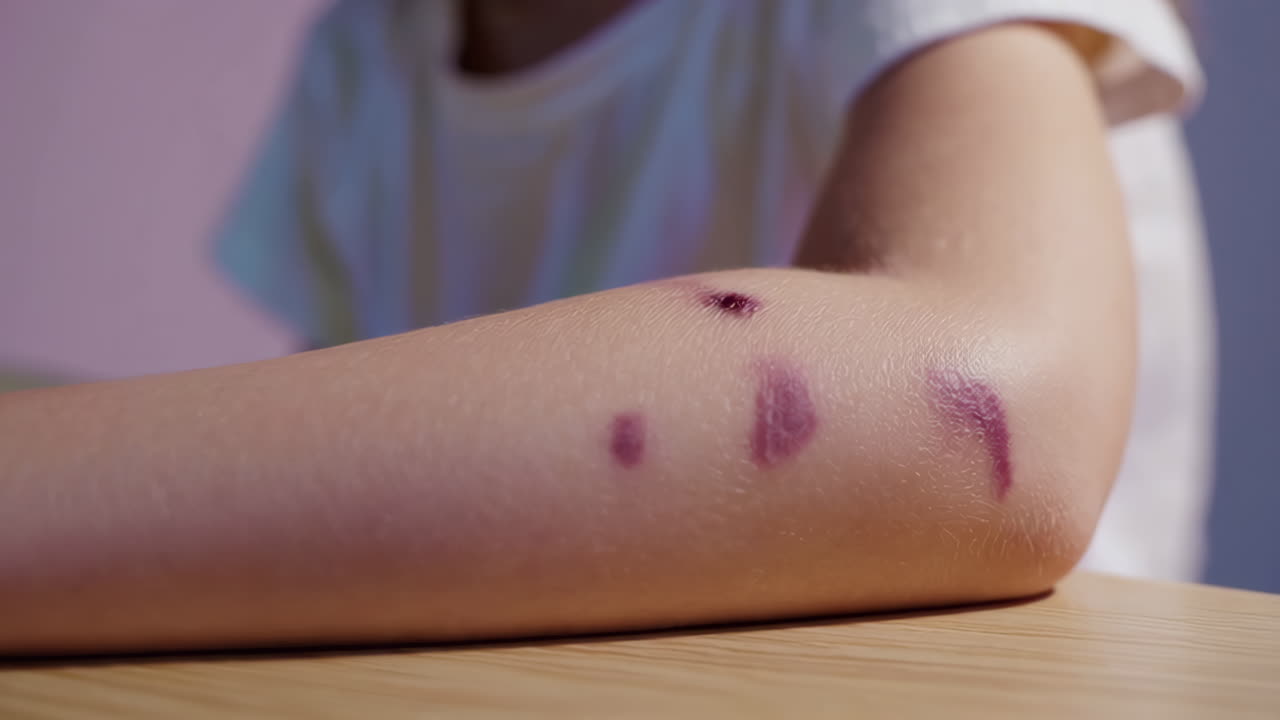 Child with bruises on arm