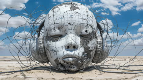 ancient-stone-heads-in-dystopian-desert-setting-wearing-headphones-made-with-generative-art