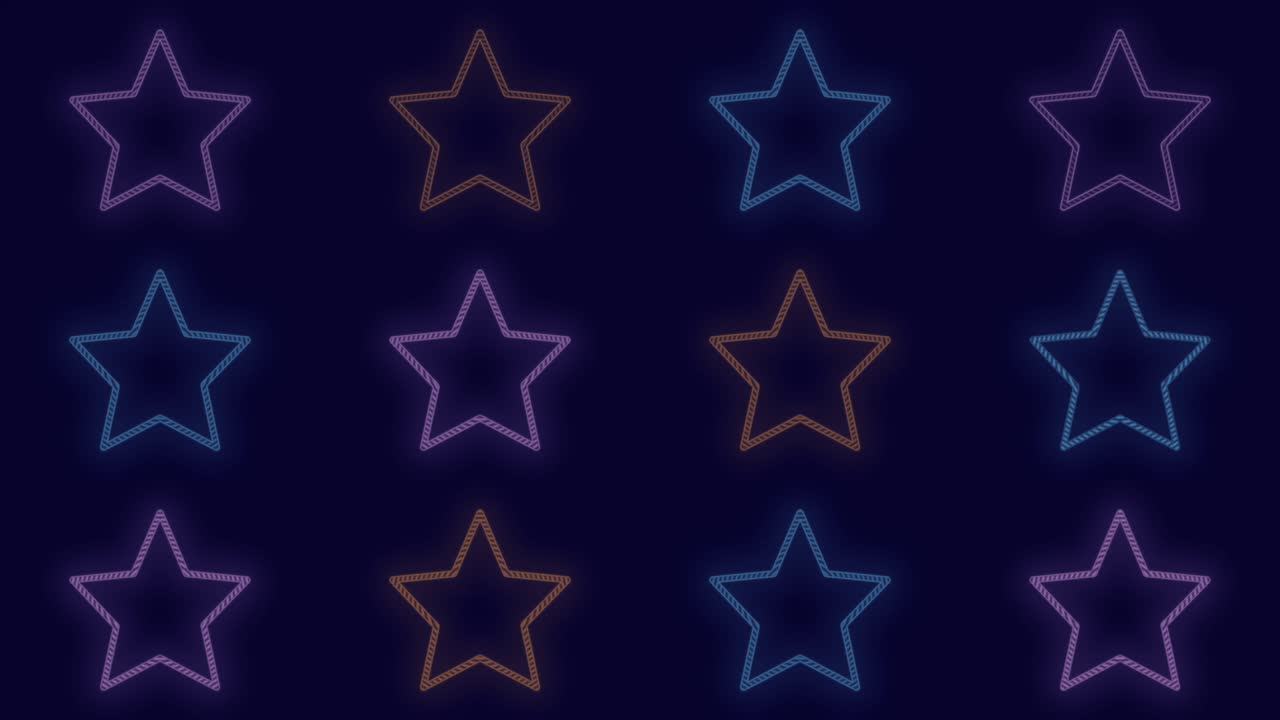 patrón de estrellas con luz de neón pulsante de colores