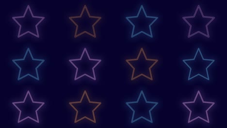 patrón de estrellas con luz de neón pulsante de colores