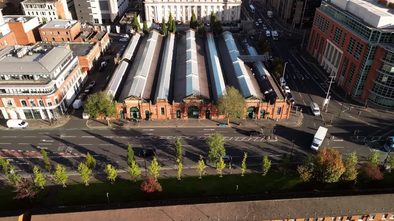 Rotating 4K 30FPS aerial video of St George's Market in Belfast, Northern Ireland in the UK. Produced with Rec709 color