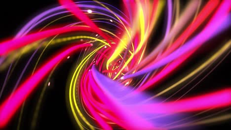 4k digital neon multicolor strings lines twisting and flowing. geometric abstract background