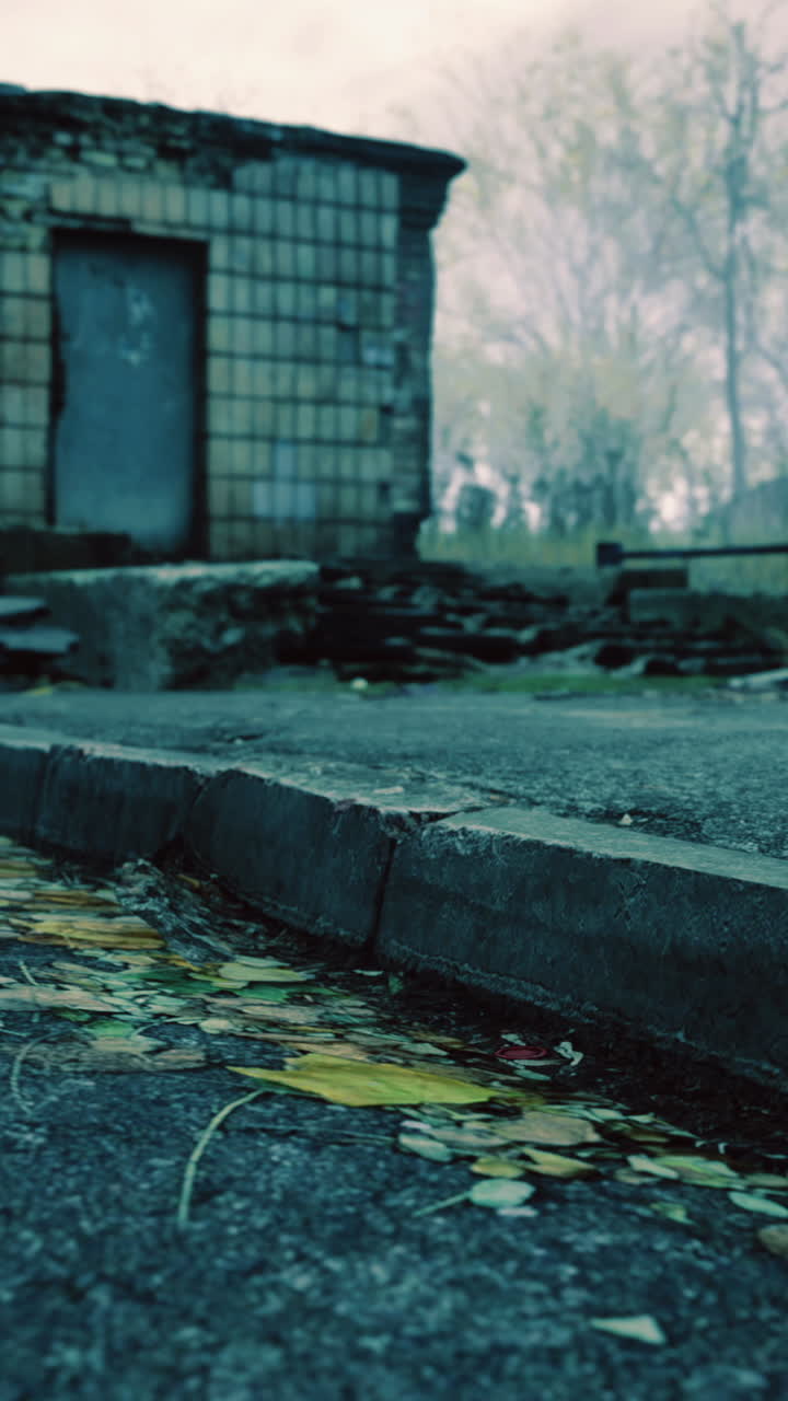 Forgotten structure stands silent in the midst of an eerie landscape