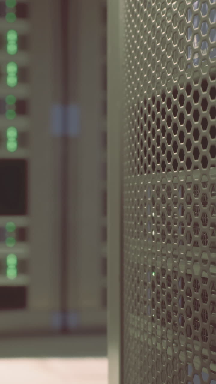 High tech server room with illuminated equipment in a data center environment