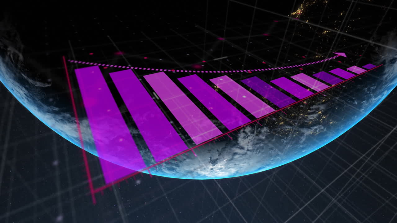 animación del procesamiento de datos financieros en todo el mundo