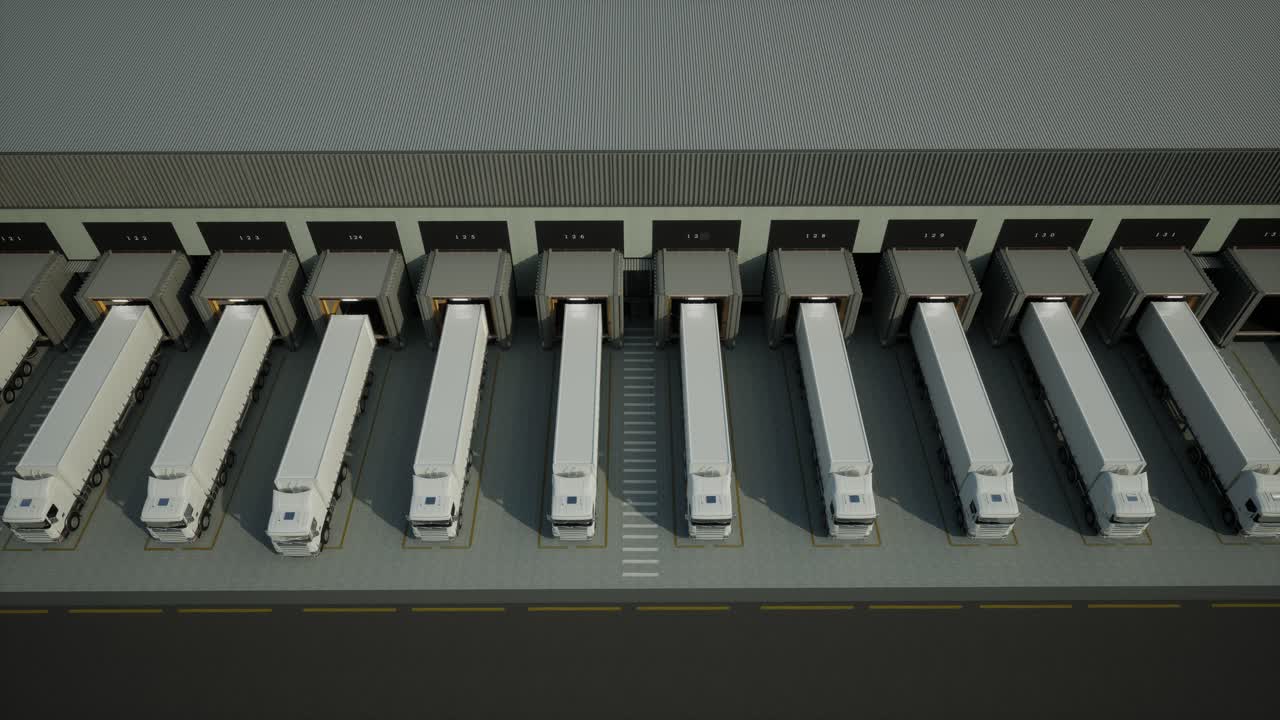 Warehouse Loading Dock with Trucks