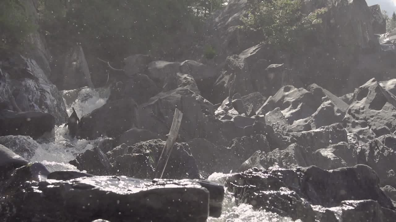 슬로우 모션 와이드 클로즈업 팬 다운 폭포