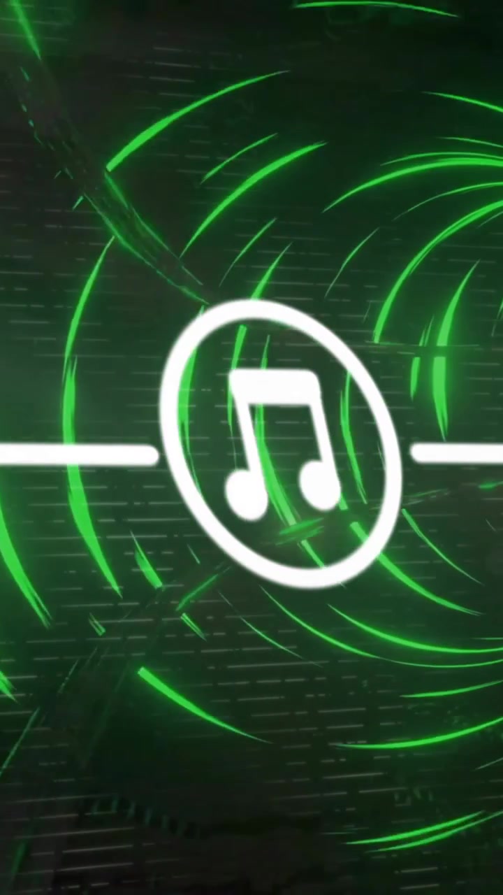 Animazione di icone multimediali e tunnel digitale su sfondo nero
