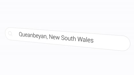 entering queanbeyan, new south wales in the search bar