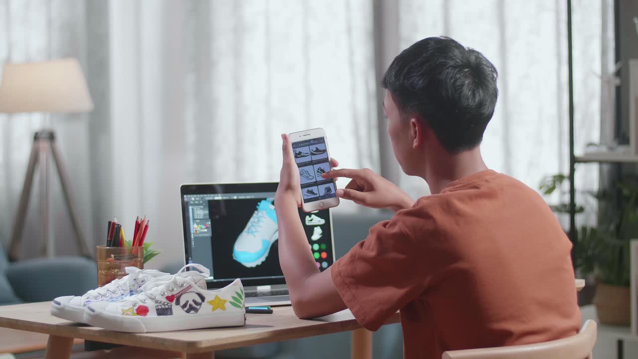 Young Person Designing Custom Shoes