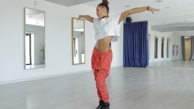 Graceful dancer in studio