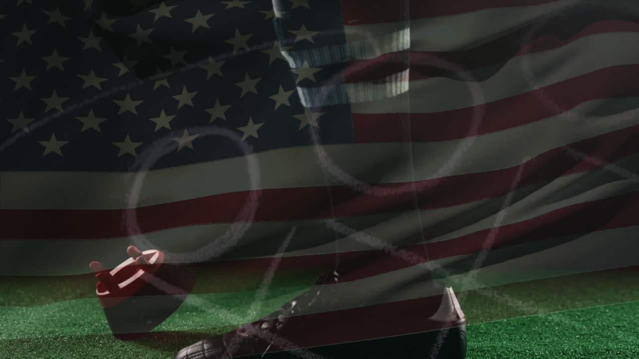 미국  ⁇ 발을 배경으로 한 미국 축구 선수의 애니메이션