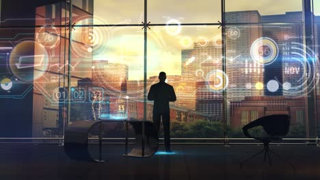 businessman and retail data array, 3d render
