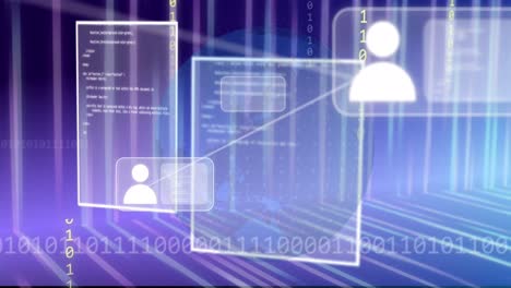 animation of binary coding and data processing over network of connections