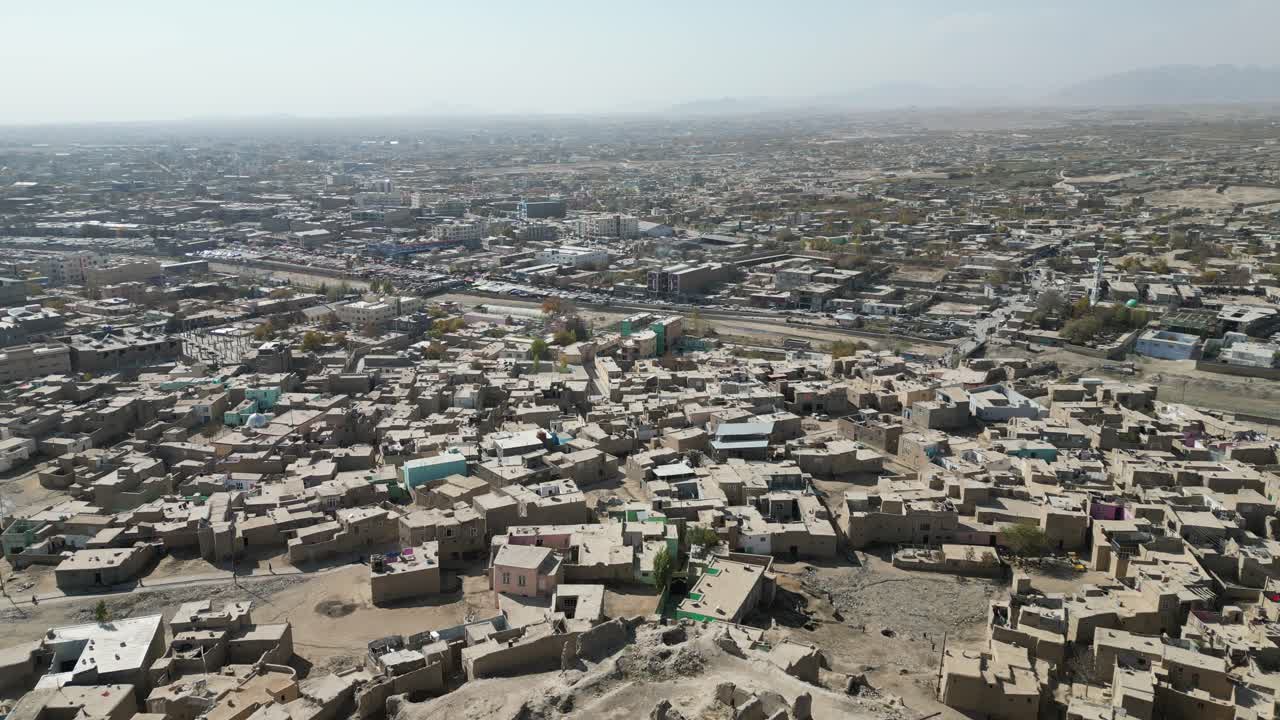 Ghazni City From Citadel of Ghazni, Medieval Fortress In Afghanistan. - aerial shot