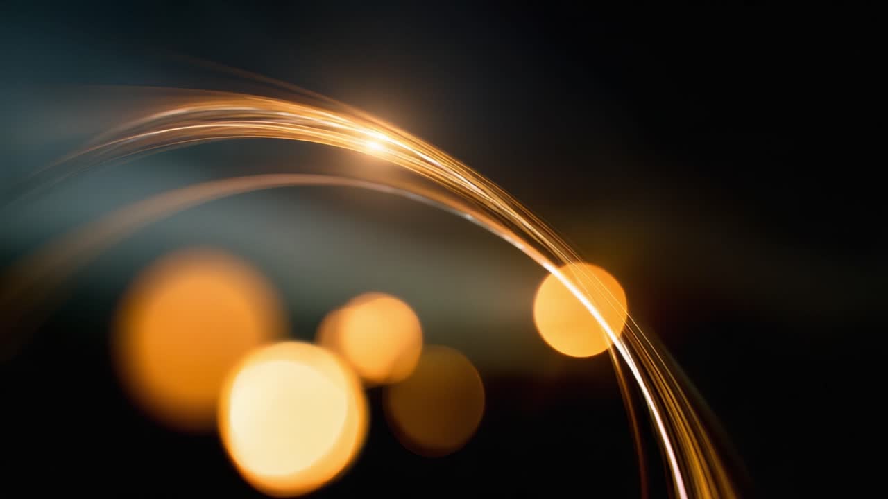 Movimento dinamico della luce: un viaggio visivo attraverso curve radiose ed effetti scintillanti catturati con dettagli straordinari e ricchi gradienti di colore