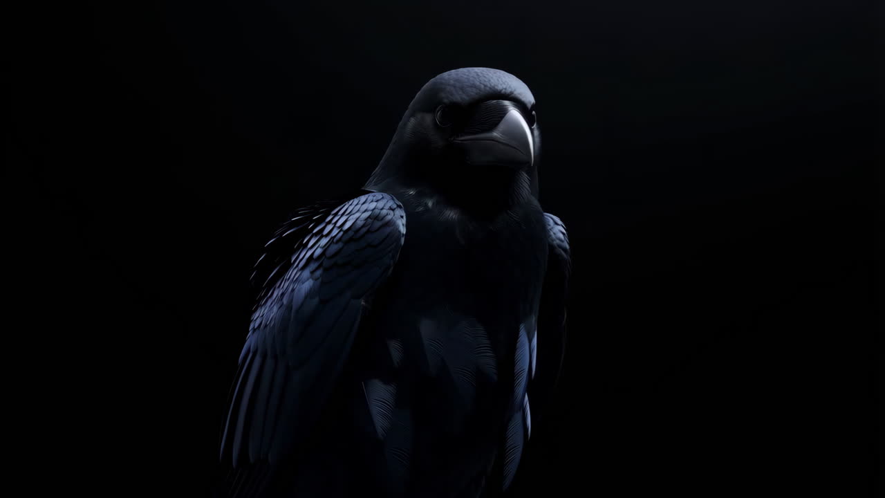 Portrait of a majestic black crow