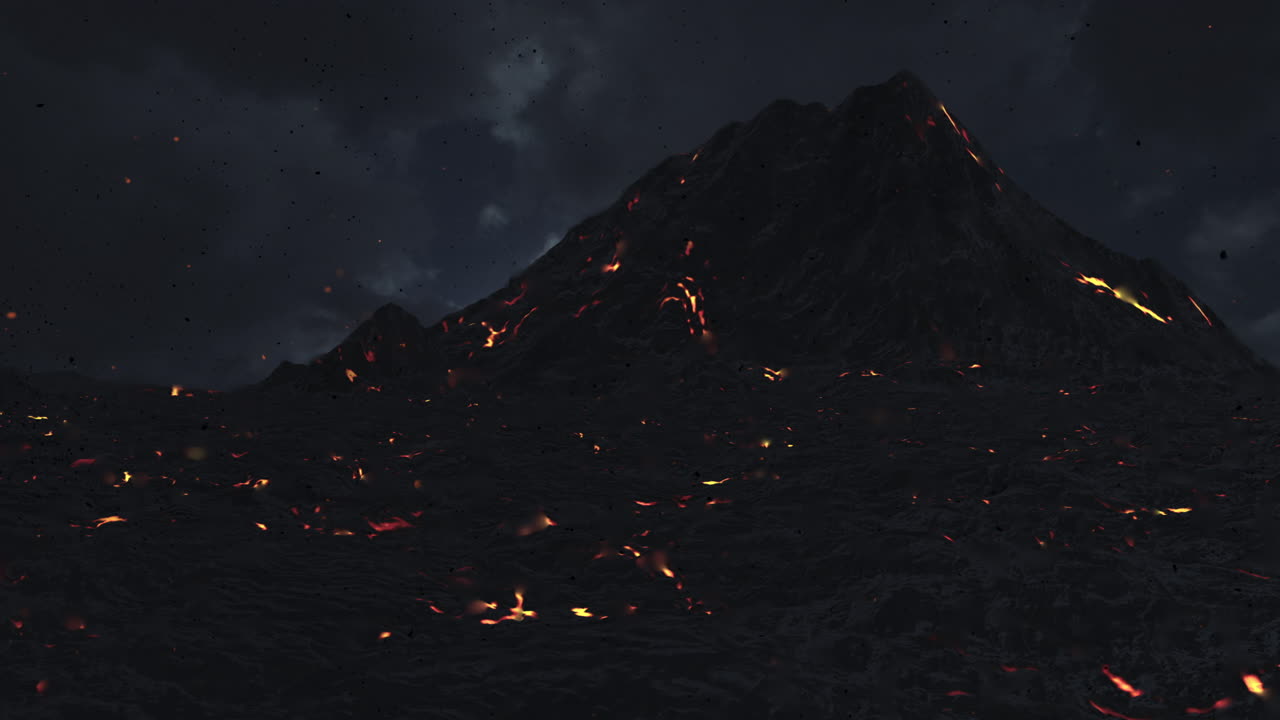 밤에 화산 폭발