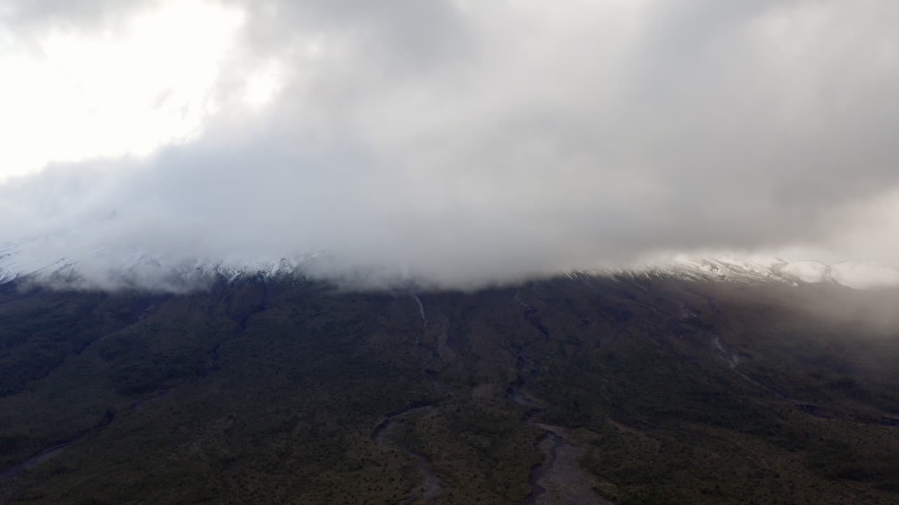 National park Vicente Perez Rosales in Chile, these is Osorno Volcano filmed in winter season.