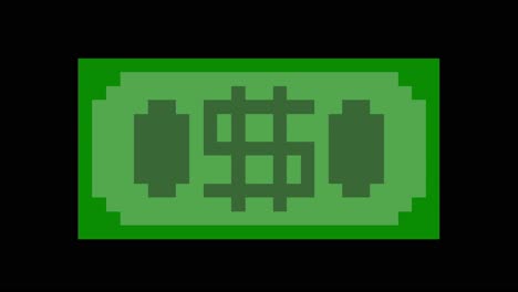 pixel art dollar bill moving up and down 2d animation 15fps