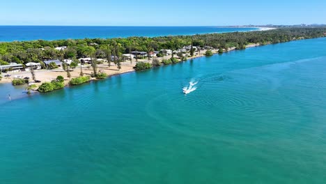 a boat navigates the scenic tweed river