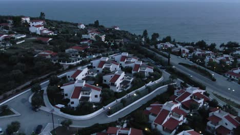 Drone-shot-over-houses-in-Greece-at-the-evening