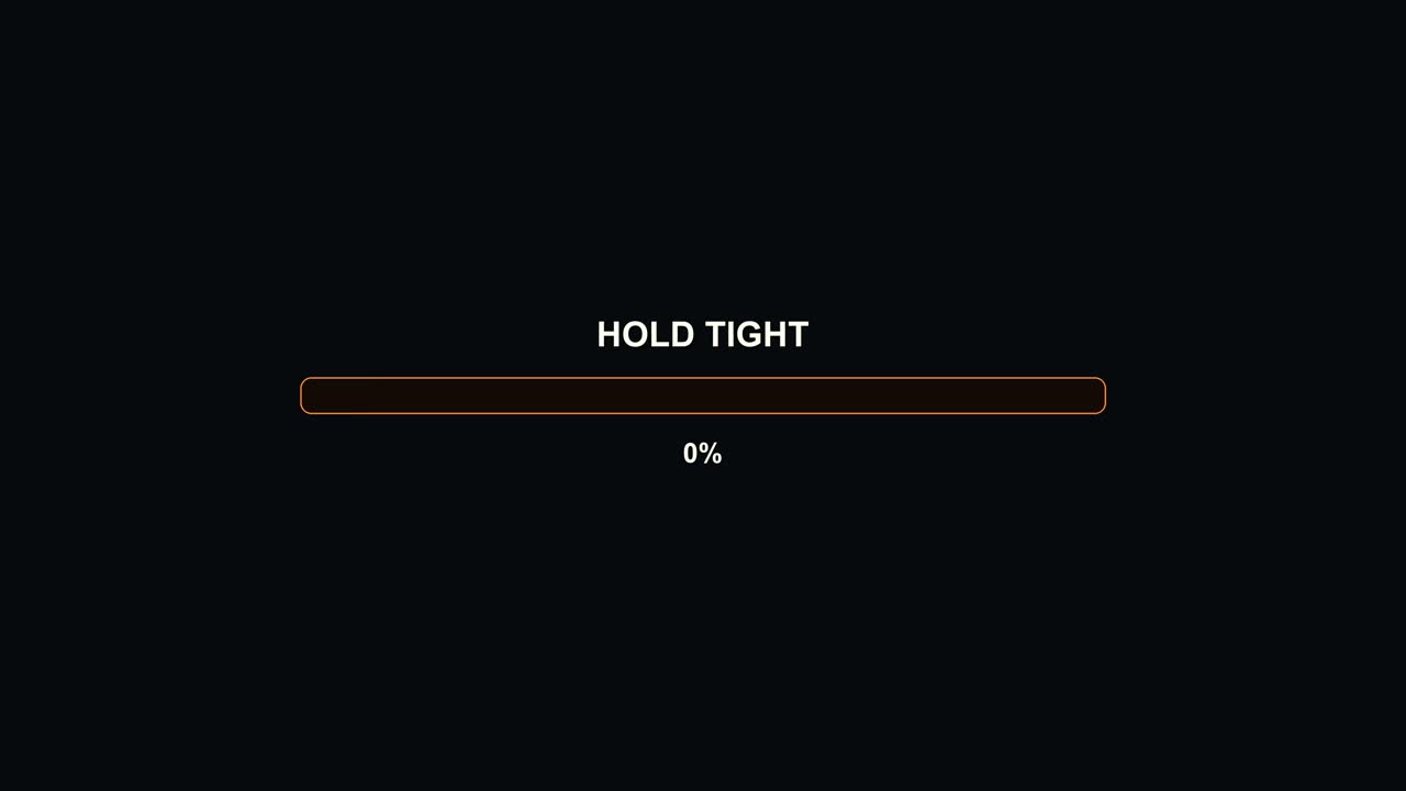 Animation shows a progress bar with a message to hold tight while loading. This scene is common for video streamers during a live broadcast. It creates viewer anticipation