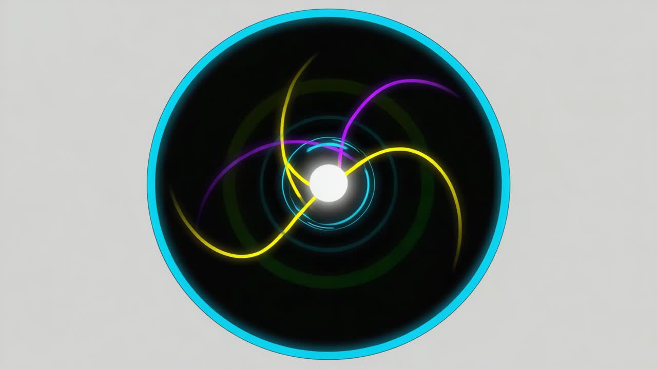 Abstract Neon Rings Swirling Light Background