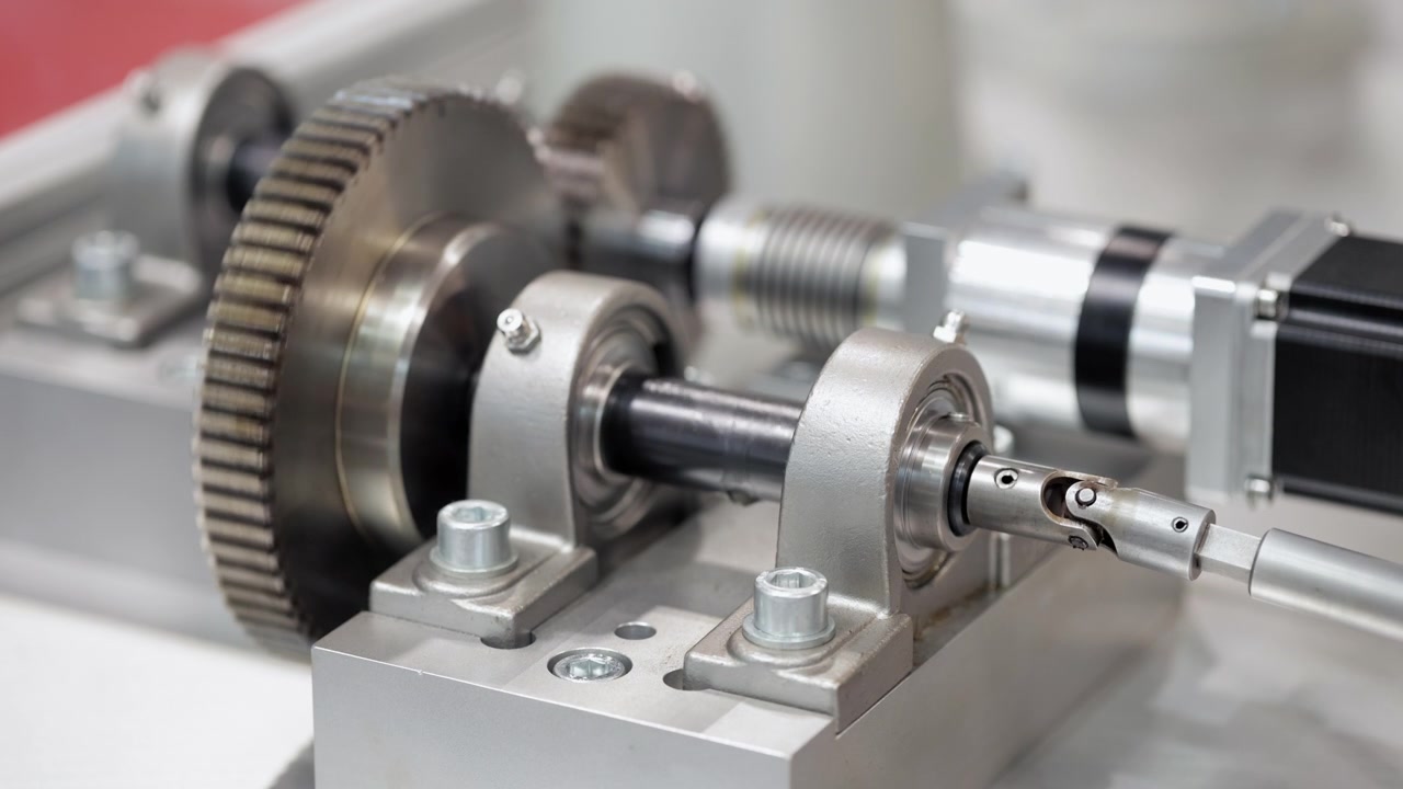 Industrial Mechanical Gear System Rotating in Laboratory Setting