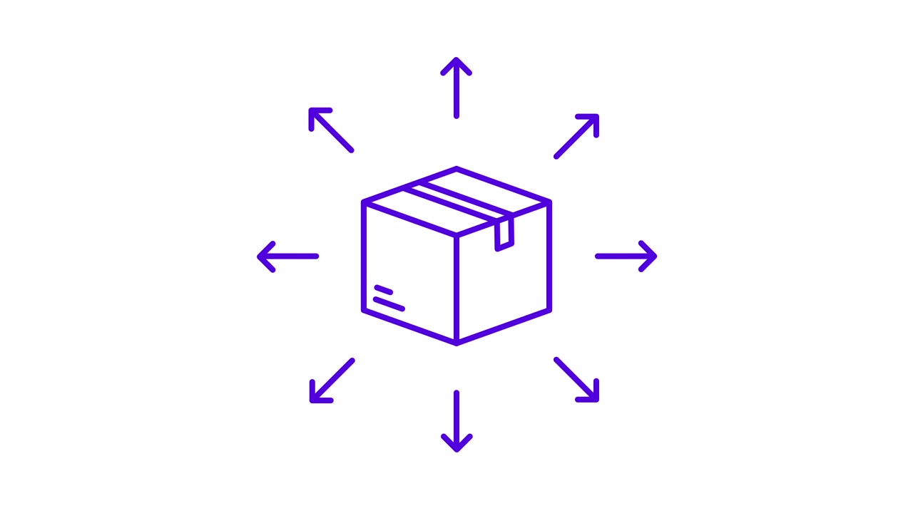 Animated Box Icon Showing Product Distribution and Logistics