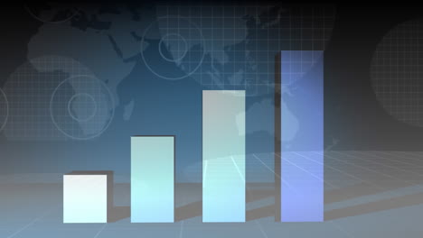 data chart growing on a digital world map on the background