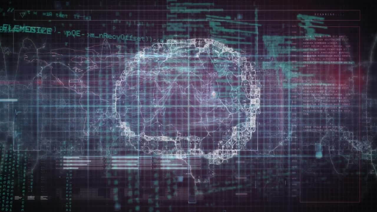 Animation of data processing over brain