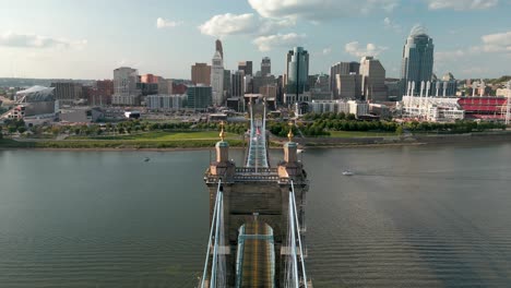 Respaldo-Aéreo-Sobre-Puente-Colgante,-Cincinnati,-Ohio