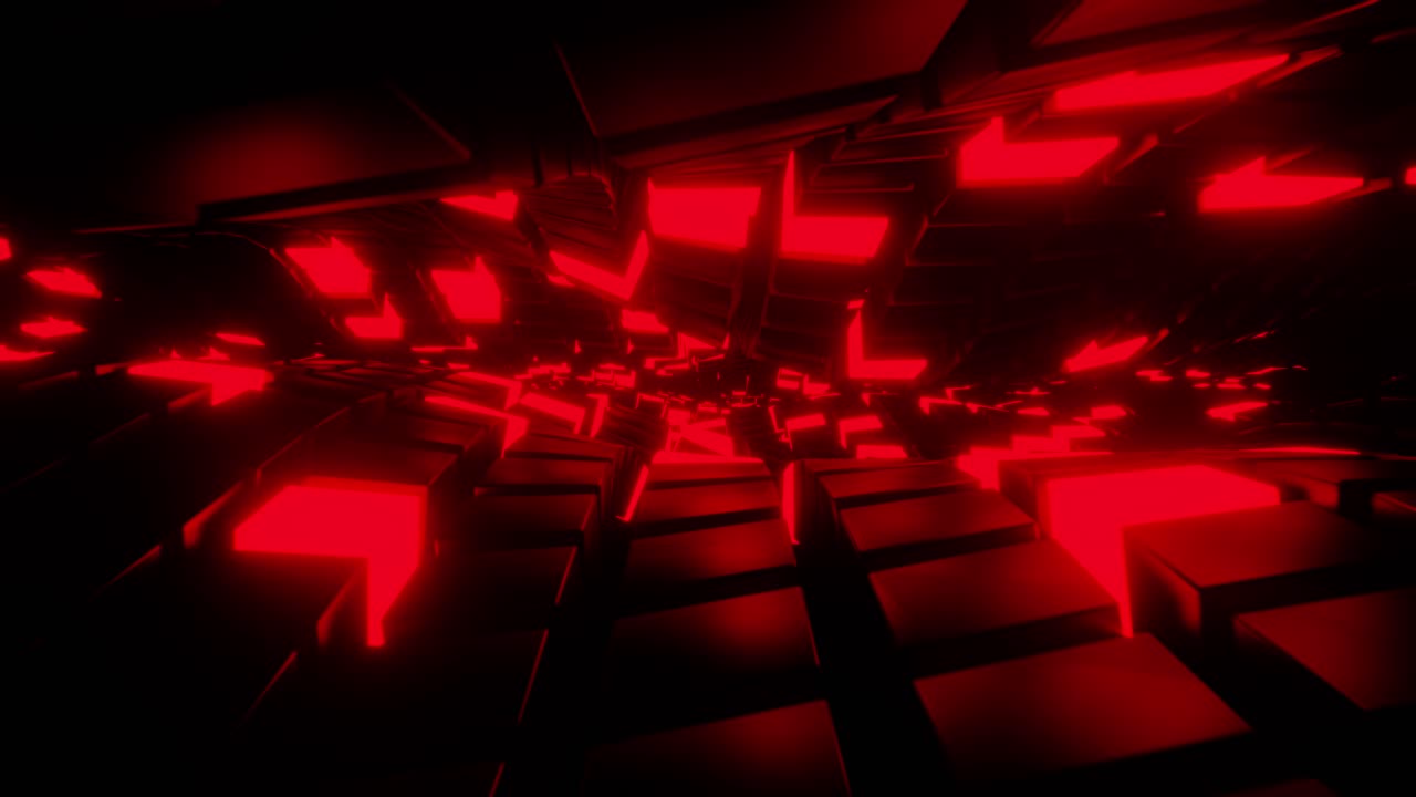 3D animation loop. Abstract wave flowing background with red glowing lights. Metaverse and Sci-Fi