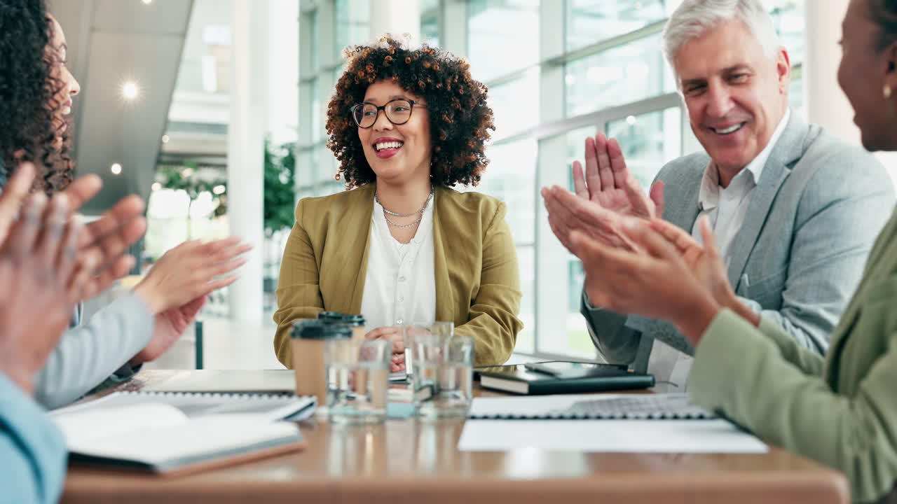 Business people, high five