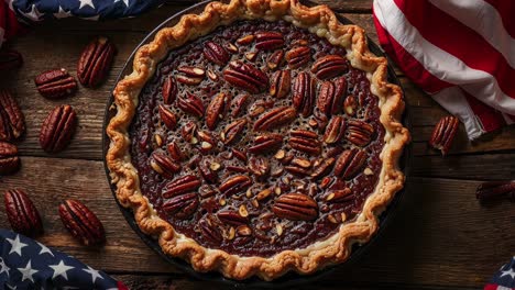 pecan pie with american flag