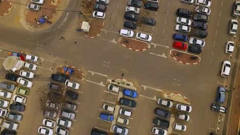 aerial: packed parking lot in the city