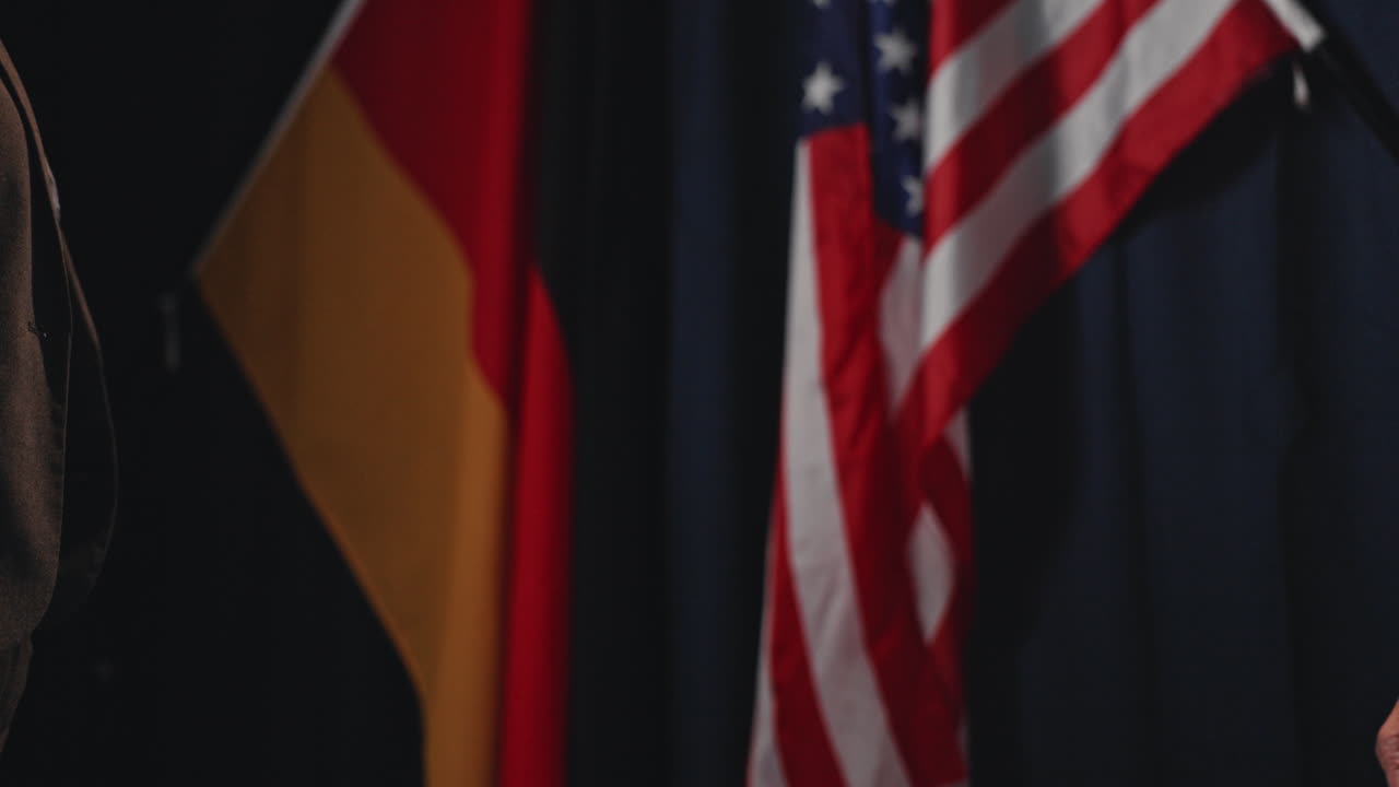 Political Handshake with Flags