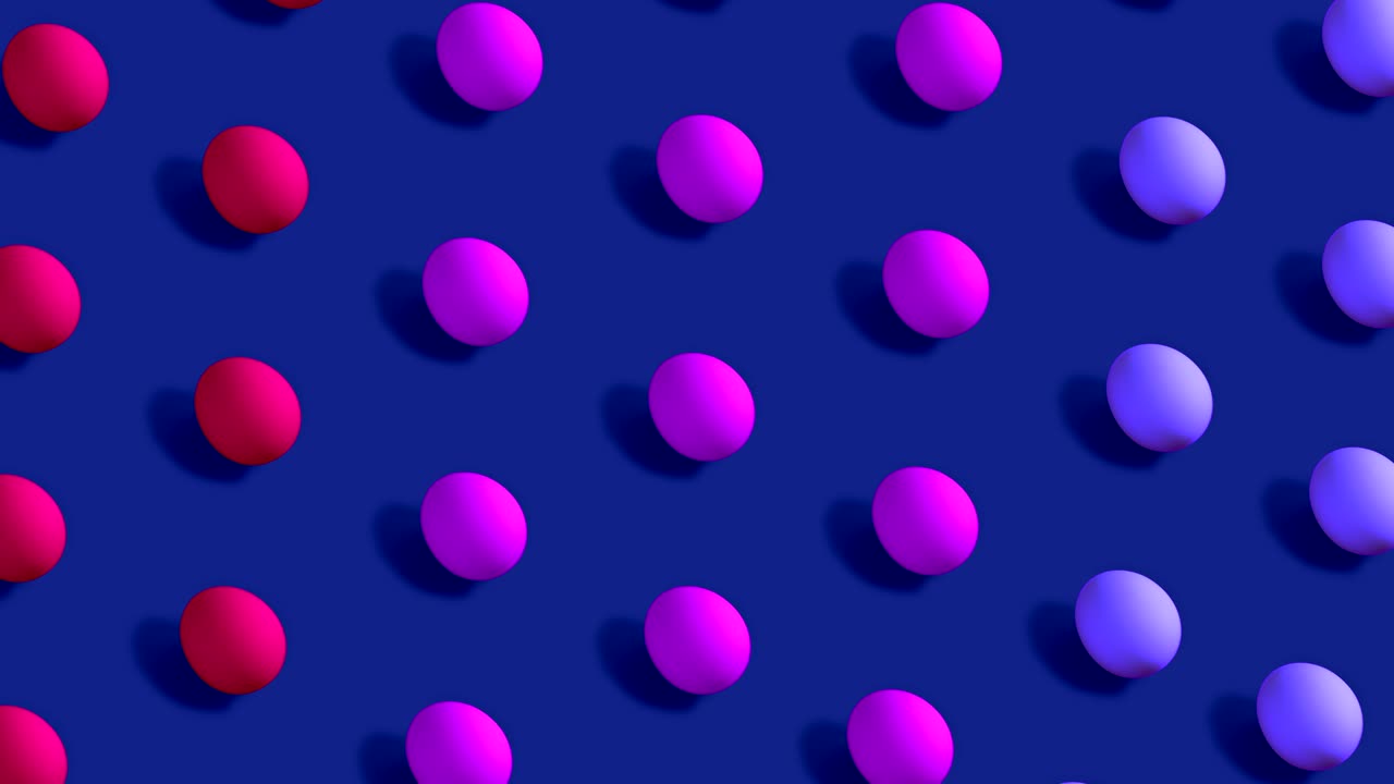Colorful Easter Eggs rotating in rows in seamless loop on dark violet background