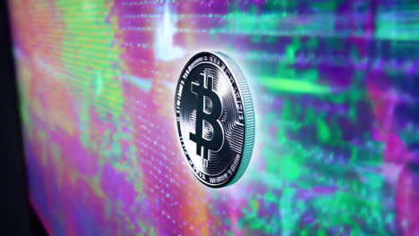 Bitcoin Coin Over Abstract Digital Background