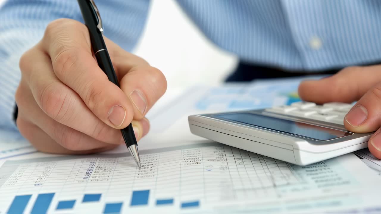 Businessman working on financial documents