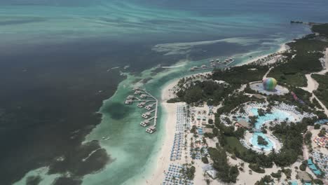 flyover: thrill waterpark and tropical cabanas on coco cay, bahamas