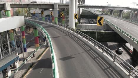 Drone-Flying-Over-Highway-in-Mexico-City